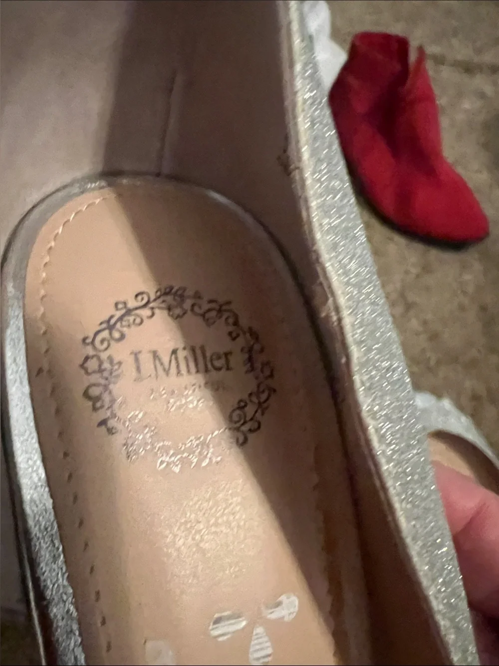 Sparkle Open-Toe D'Orsay Heels in Silver